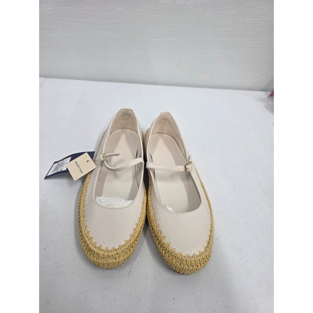 Universal Thread Womens Mary Jane Ballet Flats Cream White Woven Trim Size 8 NWT
